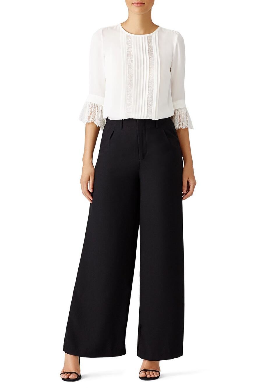 Kate Spade Women's Small Ivory Silk Blouse Lace Pintuck Romantic Top
